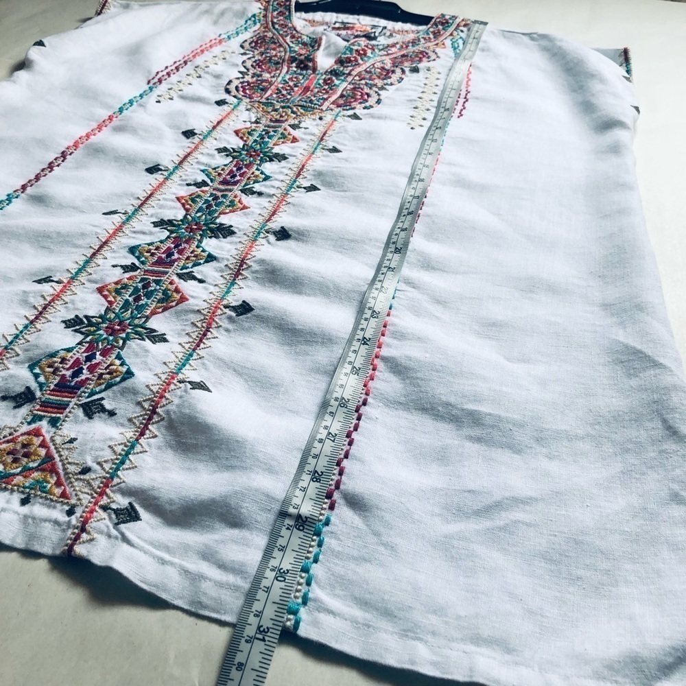 Johnny Was Verena Linen Easy Yoke Embroidered Tunic - Picture 8 of 12